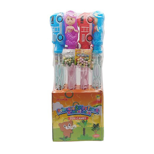 Jellyman Princess & Fire Truck Bubble Stick Candy Toy 12x5g