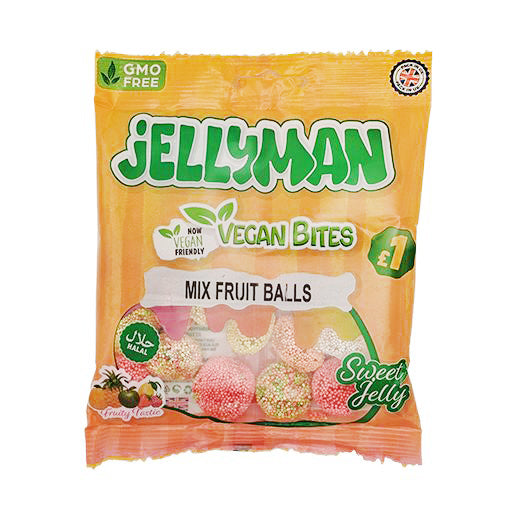 Jellyman Vegan Fizzy Mix Fruit Balls – Case of 12 x 120g