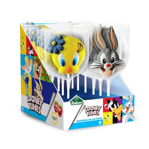 JM Relkon Looney Tunes Marshmallow Lollipop (45GR X 12PCS) x 6 - Aytac Foods Wholesale