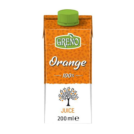 Greno Orange 100% Nfc Juice Tetra Pak (200ML) x 24 - Aytac Foods Wholesale