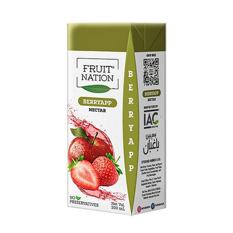 Fruit Nation Berry-App Nectar (Strawberry Apple) (6x6X200ML) - Aytac Foods Wholesale