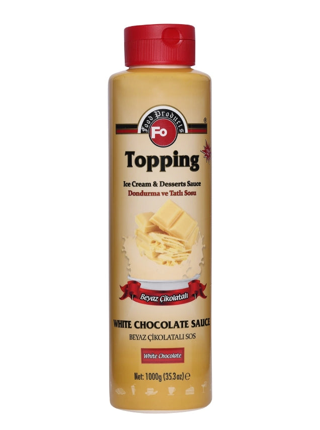 Fo White Chocolate Topping Sauce 1kg - Pack of 6 - Aytac Foods Wholesale