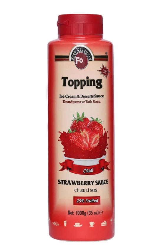 Fo Strawberry Topping Sauce 1kg - Pack of 6 - Aytac Foods Wholesale