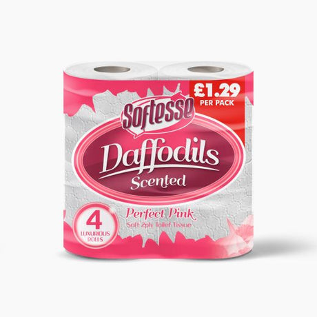 SOFTESSE TT 2 PLY Daffodils Pink 10x4(Rolls) - Aytac Foods Wholesale