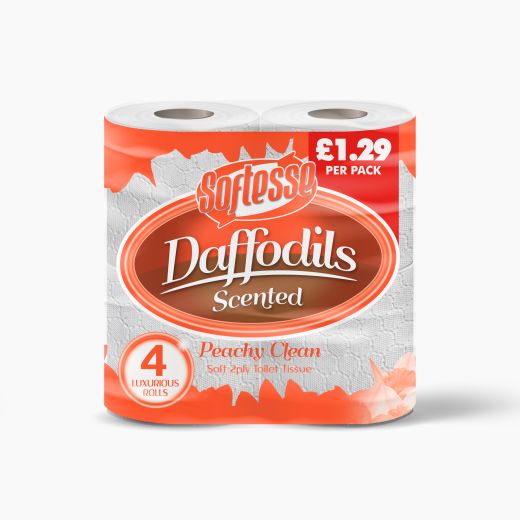 SOFTESSE TT 2 PLY Daffodils Peachy Cream 10x4(Rolls) - Aytac Foods Wholesale