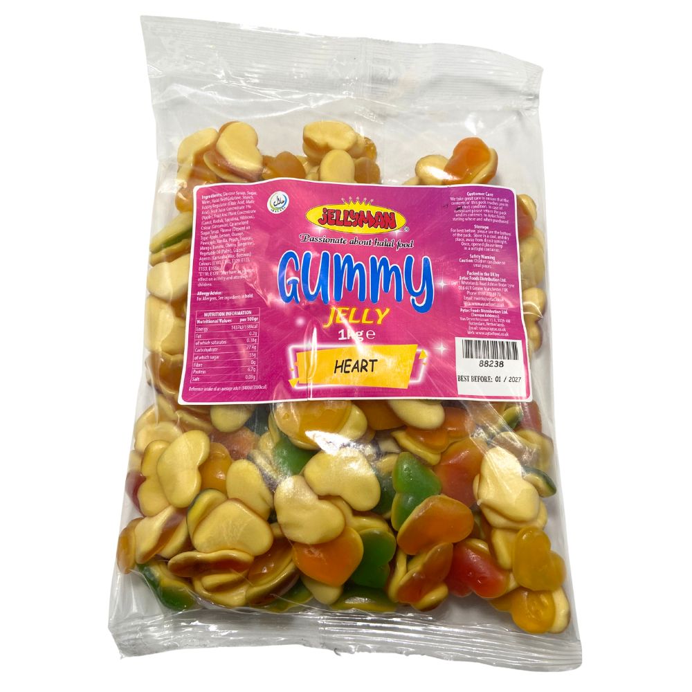 Jellyman Gummy Hearts (Medium) – Bulk Jelly 1kg - (Pack of 12)