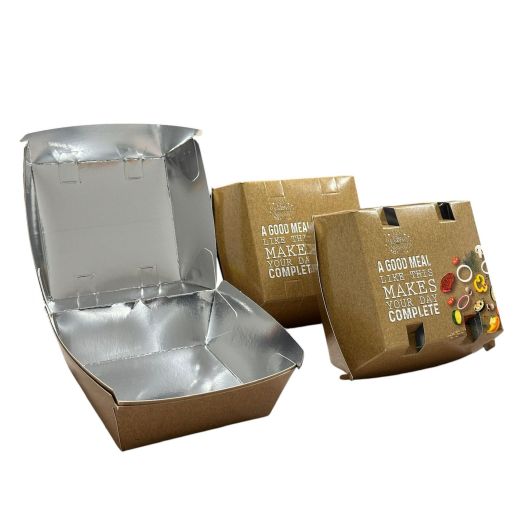 Ctr Shwn Foil Lined Printed Burger Box Brown Hp9 (200 pcs) product image
