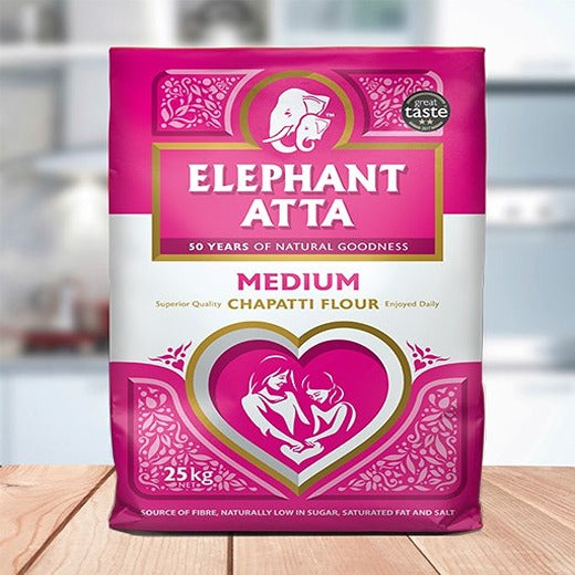 Wm Elephant Atta Medium 25Kg Pm £17.29 (25KG) x 1 - Aytac Foods Wholesale