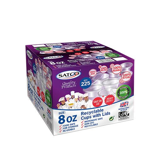 Satco Plastic Micro 8Oz Pots With Lids (9x25PCS) - Aytac Foods Wholesale