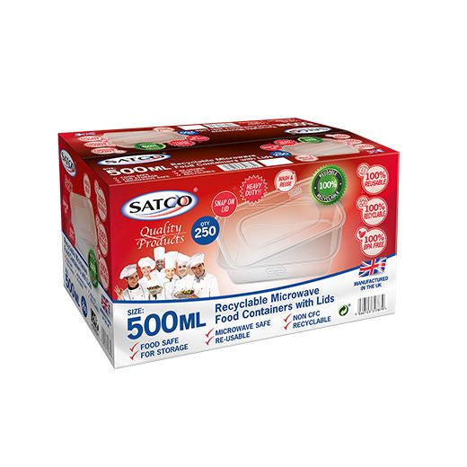 Satco Plastic Micro Container 500Ml With Lids (5x50PCS) - Aytac Foods Wholesale
