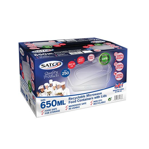 Satco Plastic Micro Container 650Ml With Lids (5x50PCS) - Aytac Foods Wholesale