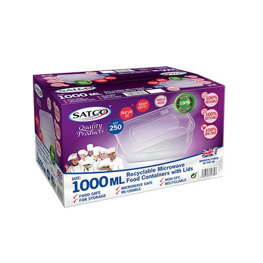 Satco Plastic Micro Container 1000Ml With Lids (5x50PCS) - Aytac Foods Wholesale