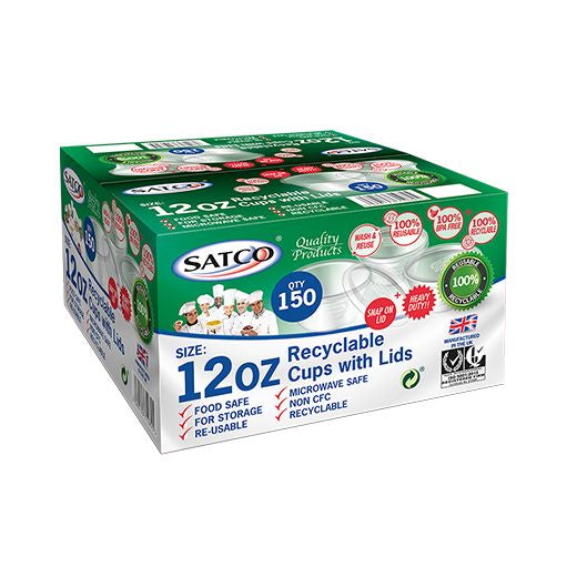 Satco Plastic Micro 12Oz Pots With Lids (6x25PCS) - Aytac Foods Wholesale