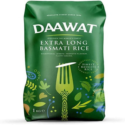 Daawat Extra Long Basmati Rice 1kg x 6 (PMP £3.49) - Aytac Foods Wholesale
