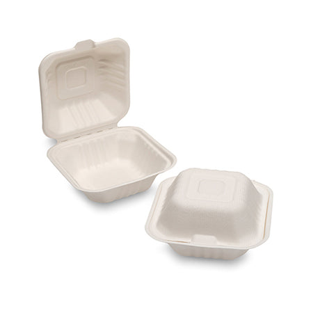 HRD Natural Bagasse Burger Box White (6 Inch / HP6) – 5x50pcs - Aytac Foods Wholesale