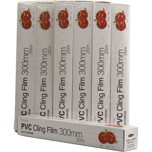 Poly-Wrap Pvc Cling Film Rolls 300Mm (12PCS/PACK) x 4 - Aytac Foods Wholesale
