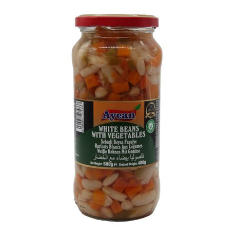 Aycan Tr White Beans With Vegetables Jar 580Gx12 - Aytac Foods Wholesale