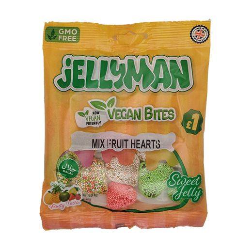 Jellyman Vegan Fizzy Mix Fruit Hearts 12x120g