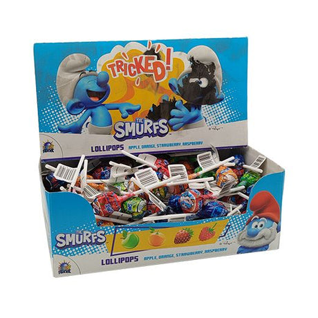 Jm Un Lollypop 10G In Display-Smurfs With Barcode , 10GR x 120 EAN - Aytac Foods Wholesale