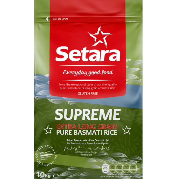 Setara Extra Long Supreme Basmati Rice – 1 x 10kg – Aytac Foods Wholesale