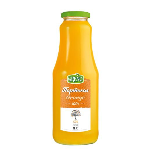 Greno-Orange 100% NFC Juice 1L Glass Bottle (6-Pack)