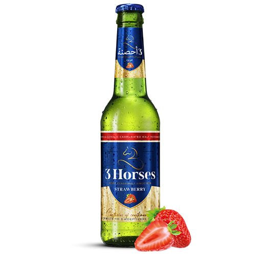 3 Horses Malt Strawberry (Non-Alc) (6X300ML) x 4