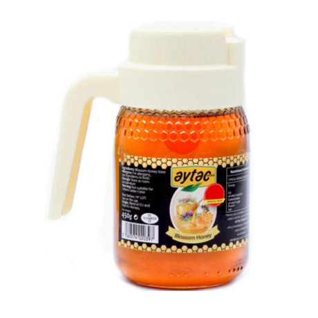 Aytac Blossom Honey Glass Jar With Handle , 450GR - Aytac Foods Wholesale