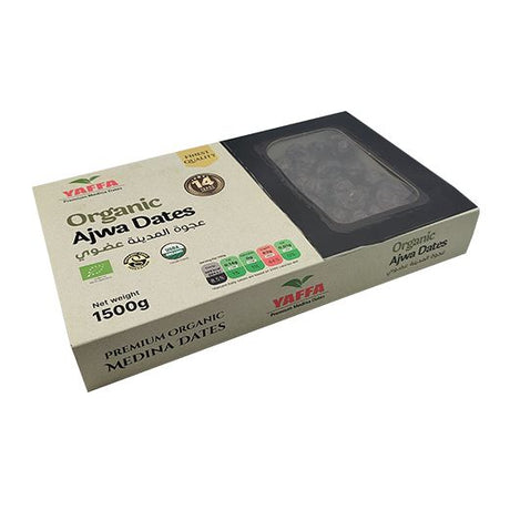 Yaffa Organic Madina Ajwa Dates , 1.5KG - Aytac Foods Wholesale