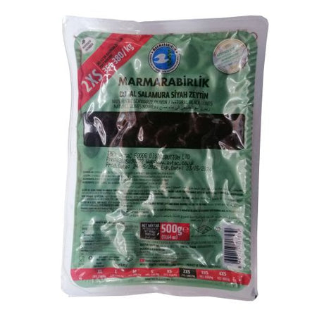 Mar B. Dogal Salamura Black Olives 2Xs [Vac] Green Pvc (351-380) , 500GR - Aytac Foods Wholesale