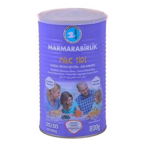 Mar B. Natural Black Olives Familien (Aile Tipi) (Tin) 2Xs/3Xs (351-410) , 800GR - Aytac Foods Wholesale