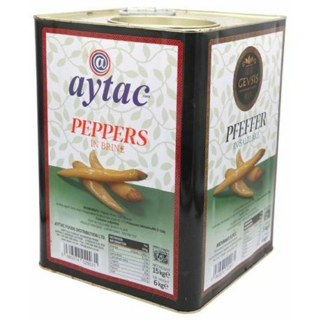 Aytac Gevsis Greek Peppers In Brine 6-9 [Tin] , 15 KG - Aytac Foods Wholesale