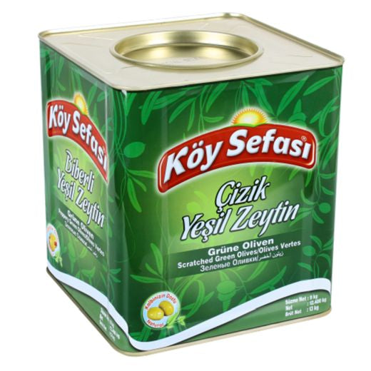 Koy Sefasi Green Olive Cracked [Tin] Kirma , 9KG - Aytac Foods Wholesale