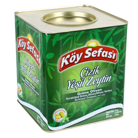 Koy Sefasi Green Olive Cracked [Tin] Kirma , 9KG - Aytac Foods Wholesale