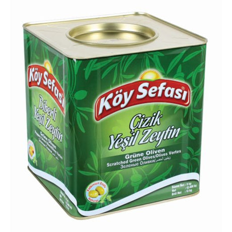 Koy Sefasi Green Olive Scratched [Tin] (Cizik) (1x9KG) - Aytac Foods Wholesale