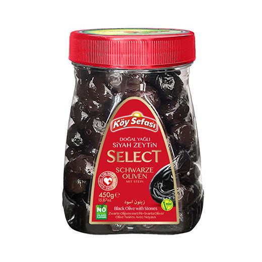 Koy Sefasi Black Olive Gemlik Yagli Sele Select [Pet] (10x450GR) - Aytac Foods Wholesale