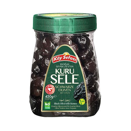 Koy Sefasi Black Olive Gemlik Kuru Sele [Pet] (10x450GR) - Aytac Foods Wholesale