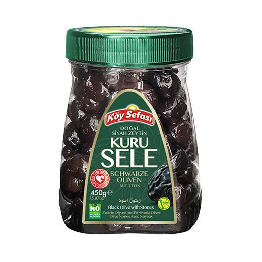Koy Sefasi Black Olive Gemlik Kuru Sele [Pet] (10x450GR) - Aytac Foods Wholesale