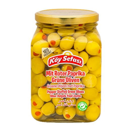 Koy Sefasi Green Olives Stuffed [Jar](Biberli) (6x900GR) - Aytac Foods Wholesale