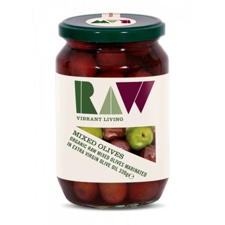 Gd Raw Health Organic Mixed Green & Kalamata Olives In Raw Extra Virgin Olive Oil (11817) , 330GR - Aytac Foods Wholesale
