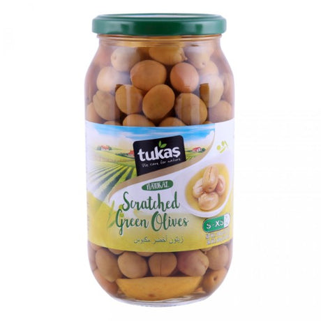 Tukas Scratched Green Olives [Jar] , 1KG - Aytac Foods Wholesale