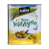 Tukas Domat Yesil Cracked Olives [Tin] , 10KG - Aytac Foods Wholesale
