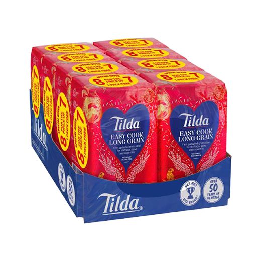 Tilda Easy Cook Long Grain Rice 8x1kg (8 for 7 Offer)