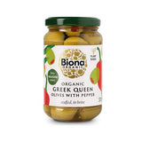 Gd Biona Organic Greek Queen Olives Stuffed With Red Pepper In Brine (370g) product image