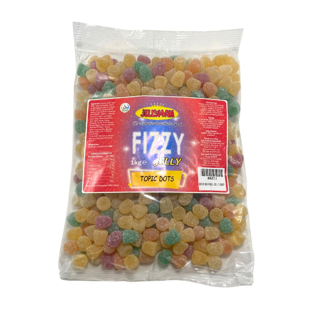 Jellyman Fizzy Topic Dots – Bulk Jelly 1kg - (Pack of 12)