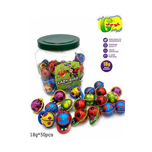 Jellyman Ladybird gummy sweets in a 50-piece jar