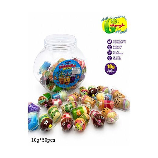 Jellyman Bubble Tea gummy sweets in a 50-piece jar