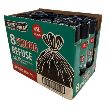 Ry Safewrap 8 Strong Refuse Black Sacks 65L (24Rolls) (8PCSROLL) product image