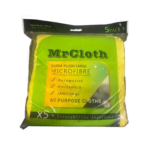 Mr Cloth Super Plush Large Microfibre (360Gsm) 5pcs (Pack of 12)