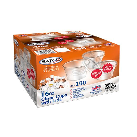 Satco Plastic Micro 16Oz Pots With Lids (6x25PCS)