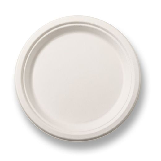 Natural Leaf Bagasse Plate Round (225Mm/9) White (Tp3)Inc 10Inc 50Pcs